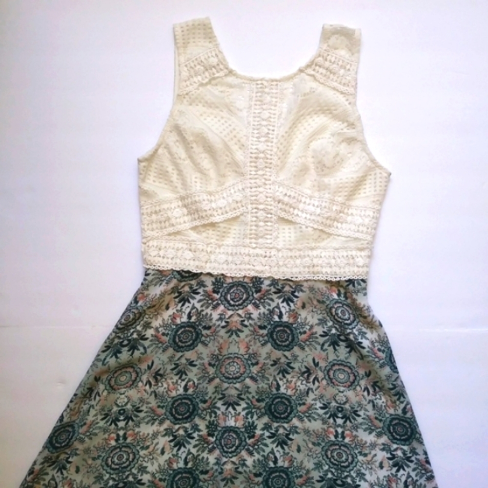 Maurices White Crochet Floral Print Summer Dress